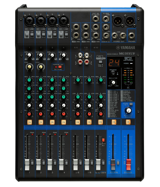 YAMAHA MG10XUF 10-CHANNEL MIXING CONSOLE WITH USB AND FADERS