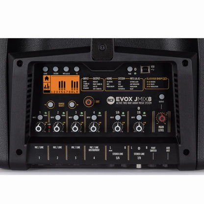 RCF EVOX JMIX8 Active 12" 2-Way 1400W Portable Line Array PA System with 8-Input Mixer (Black)