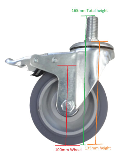 Castor wheel to fit height adjustable stage leg