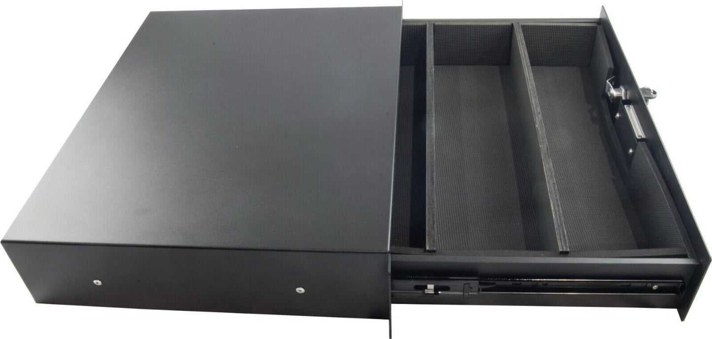 2RU 355mm  deep 19" Rack Mount Draw Equipment Cabinet Locking Lockable with removable dividers