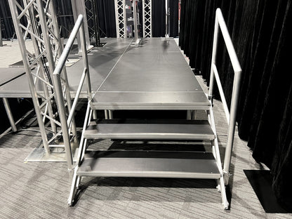 3-STEP ADJUSTABLE, FOLDING STAIRS FOR STAGE 600-800MM HIGH WITH HANDRAILS