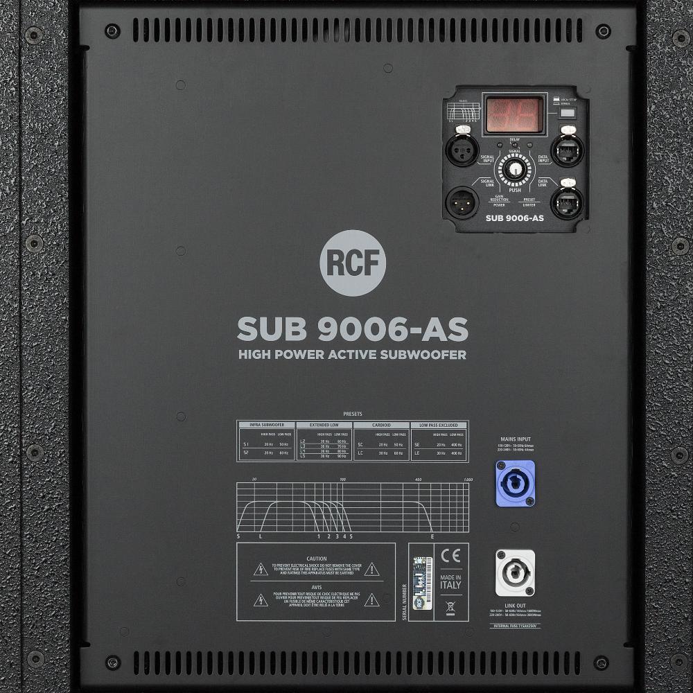 RCF SUB 9006-AS rear amplifier panel