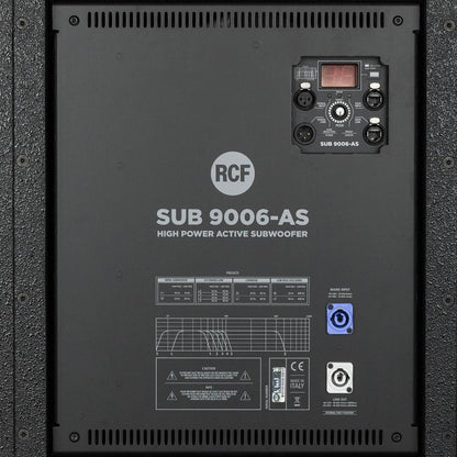 RCF SUB 9006-AS rear amplifier panel