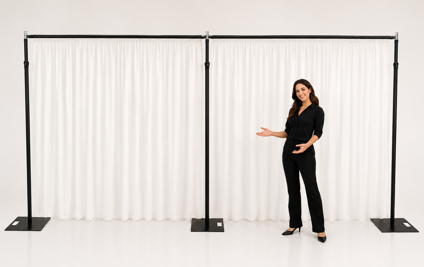3m x 6m wide BLACK Pipe and Drape support system / Wedding Event backdrop - 3m max height