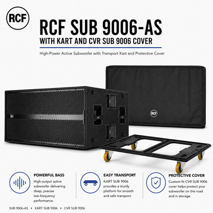 RCF SUB 9006-AS Active Subwoofer Bundle with GENUINE KART AND COVER
