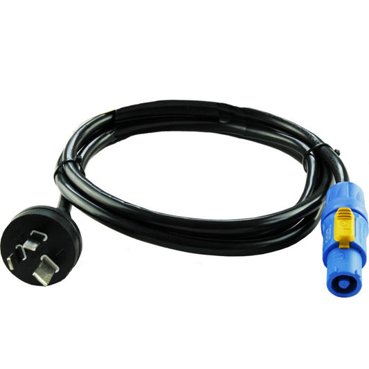 Neutrik powerCON® NAC3FCA [blue] to 3-pin Australian 240v Plug 10amp 2m