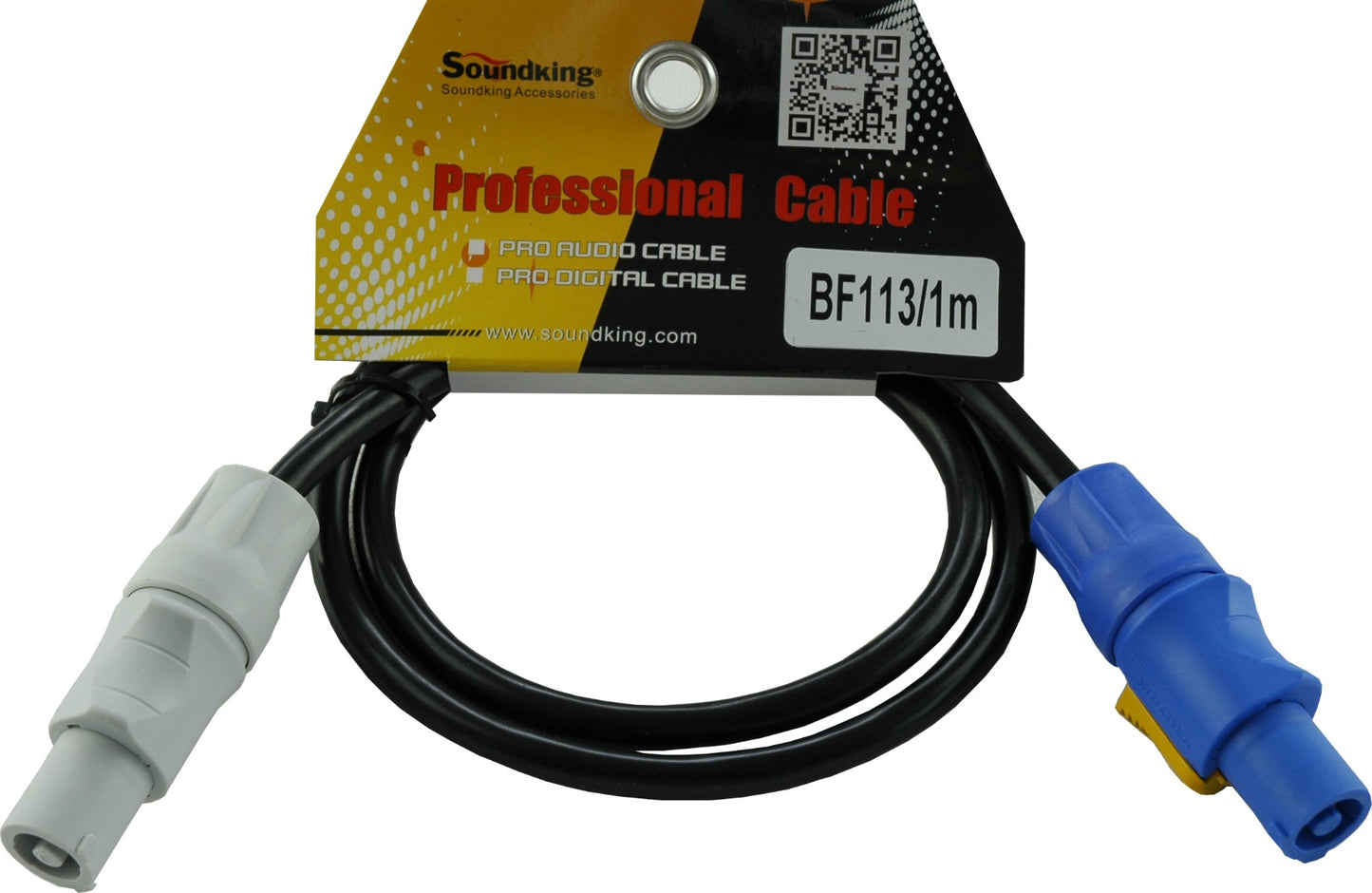 1m PowerCON Neutrik NAC3FCA [blue] to PowerCON  NAC3FCB [grey] Link Cable. 1.5 x 3-core cable