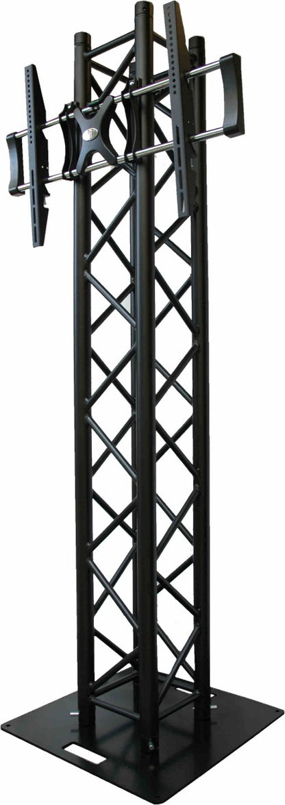 Box truss Black 2m TV / PLASMA Screen Stand package with TV bracket, with 600mm base plate