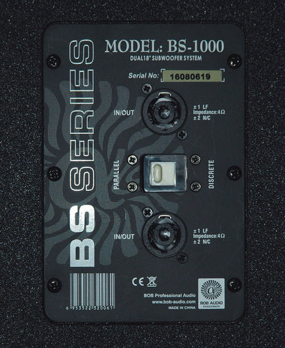 BOB AUDIO BS1000 CONCERT SERIES DUAL 18" 1400W RMS BAND PASS SUBWOOFER