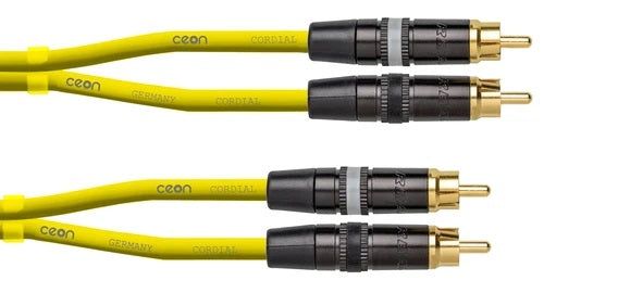 Cordial Ceon REAN 2x RCA Gold to 2x RCA Gold (0.6m-3m) *YELLOW*