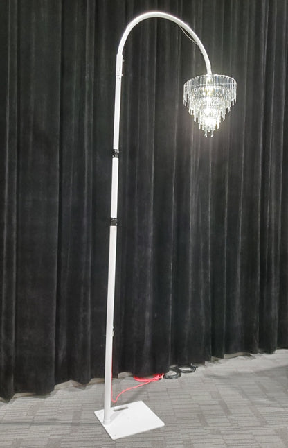 White telescopic chandelier / mirror ball stand - 4.8m max height