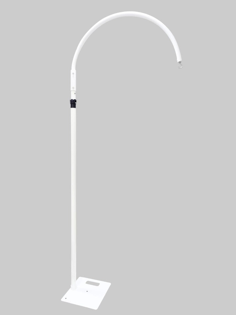 White telescopic chandelier / mirror ball stand - 4.8m max height
