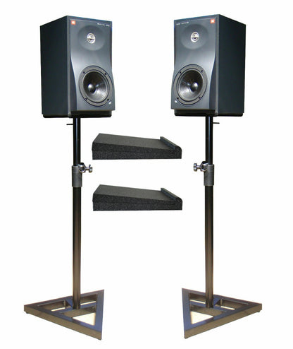 2X SOUNDKING DB039B STEEL STUDIO MONITOR STANDS + ISOLATION PADS