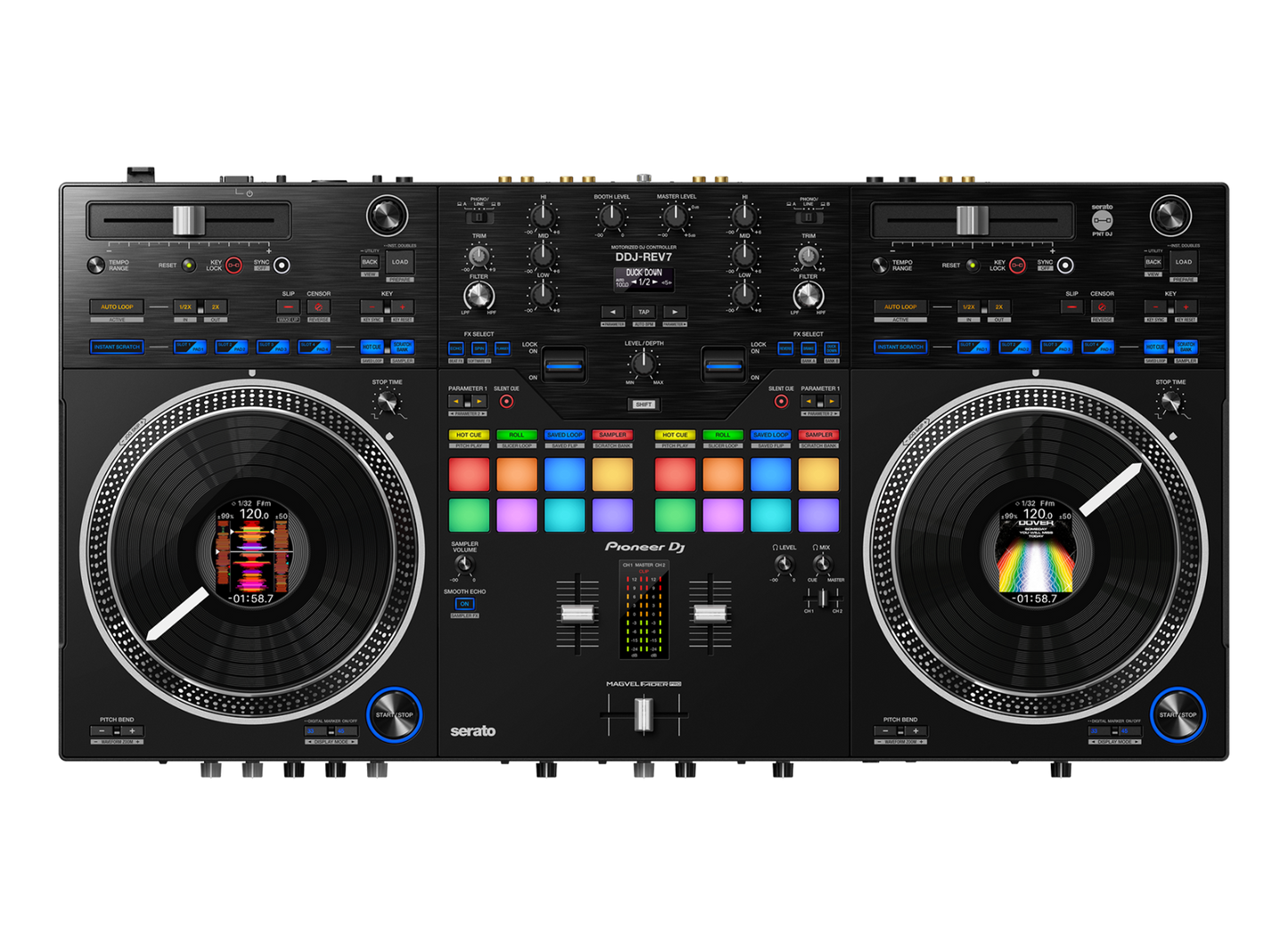 Pioneer DJ DDJ REV7 DJ Controller Scratch-style 2-channel professional DJ controller for Serato DJ Pro (Black)