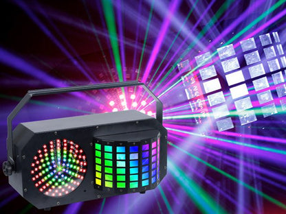 EVENT LIGHTING DERBY3 - 3-in-1 Lighting Effect: Derby, LED Strobe and flood light and RGB Laser