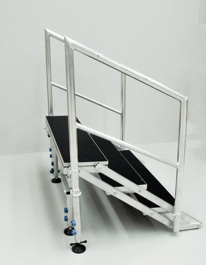 3-STEP ADJUSTABLE, FOLDING STAIRS FOR STAGE 600-800MM HIGH WITH HANDRAILS