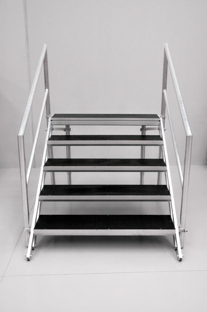5-step stairs for stage 1000-1200mm high x1220mm wide with handrails