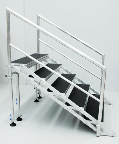 5-step stairs for stage 1000-1200mm high x1220mm wide with handrails