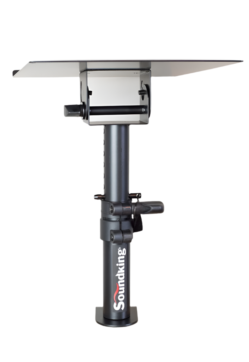 PAIR OF TABLE TOP MONITOR STAND WITH TABLE CLAMP LARGE TRAY, DF147