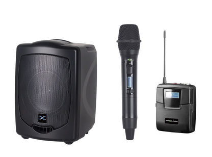 PARALLEL AUDIO HX-765 70WATTS PORTABLE PA SYSTEM WITH DUAL RECEIVER, BELTPACK AND HANDHELD TRANSMITTERS