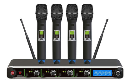 E-lektron IU-4013 Four Channel Wireless Microphone System - 4 Handheld Mics
