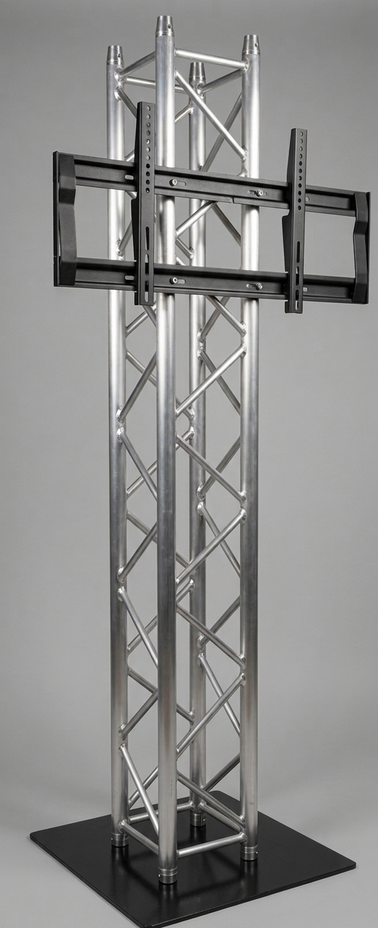 2m Box truss TV  Screen Stand package with TV bracket & BLACK 600mm base plate