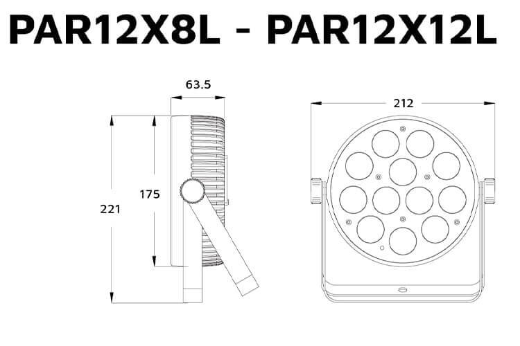 PAR12X12L - 12x 12W LED RGBWAU Parcan with IR Remote