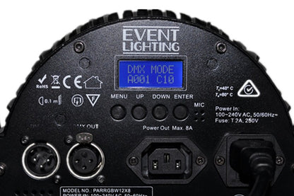EVENT LIGHTING PARRGBW12X8 - 12X8W LED Flat Proper Quad RGBW, IEC input