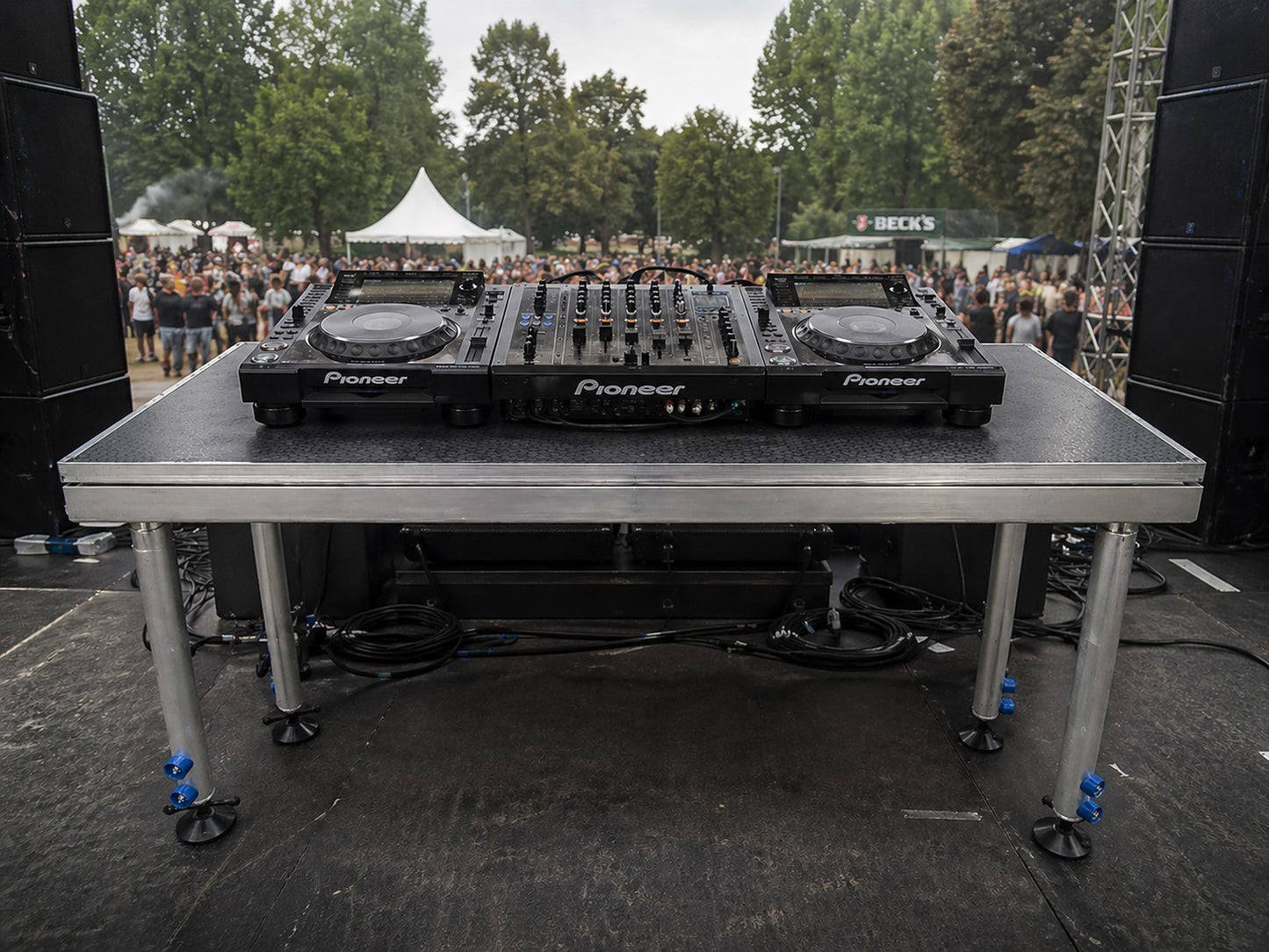 DJ TABLE/ Portable stage panel 61cmx 122cm size, 60cm to 100cm high legs