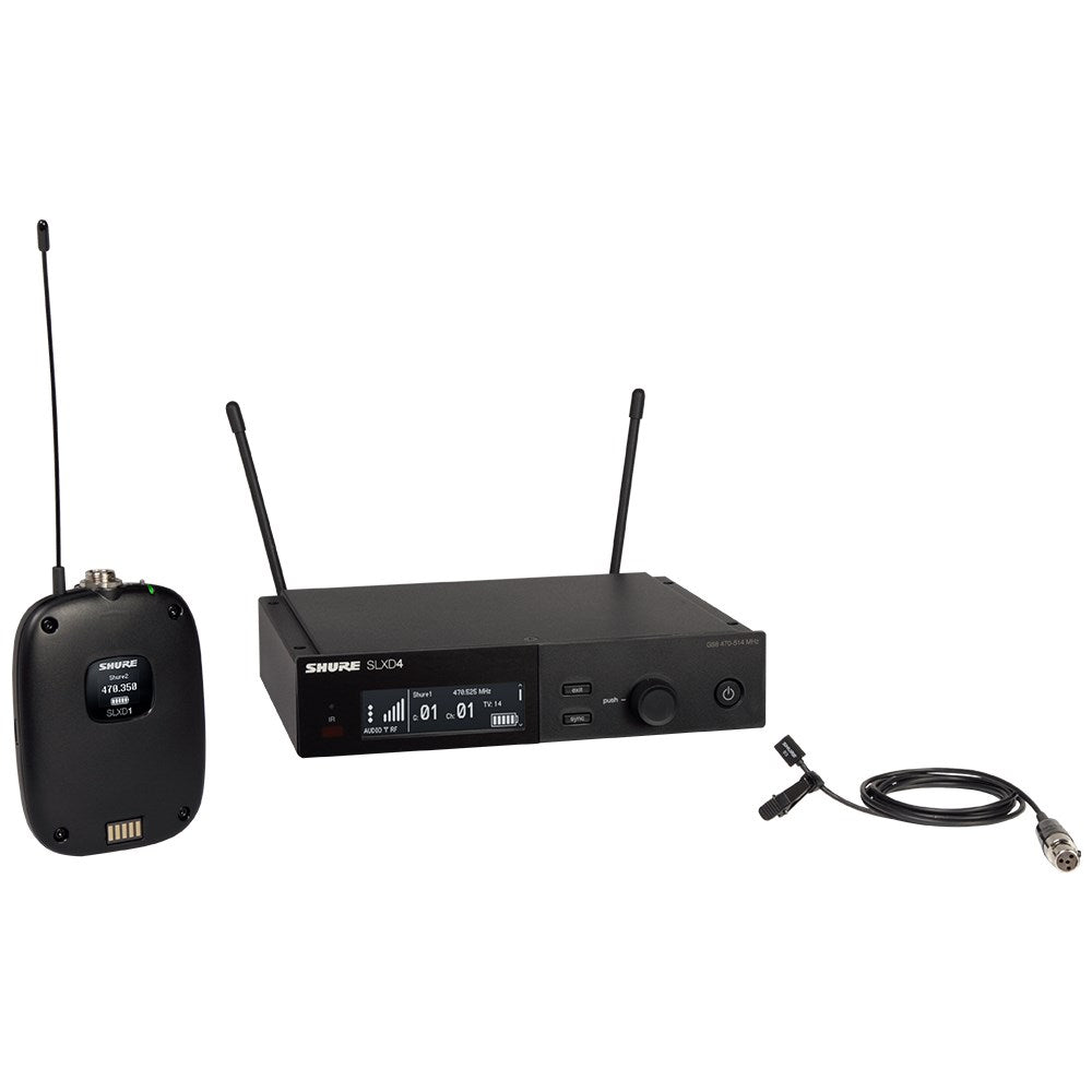 Shure SLX-D System with SLXD1 Transmitter, WL93 Mic and and SLXD4 Digital Wireless Receiver