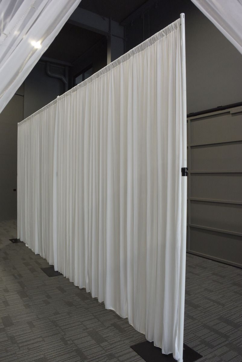 White silk drape 3m drop x 6m wide