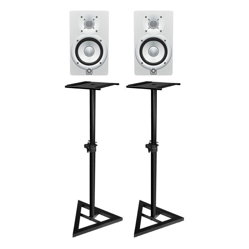 YAMAHA HS8W 8" ACTIVE STUDIO MONITORS WHITE (PAIR) With MONITOR STANDS