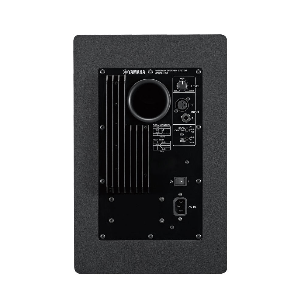 YAMAHA HS8 8" ACTIVE STUDIO MONITORS BLACK (PAIR) - With MONITOR STANDS
