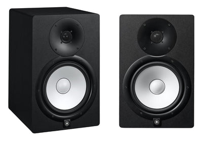YAMAHA HS8 8" ACTIVE STUDIO MONITORS BLACK (PAIR) - With MONITOR STANDS
